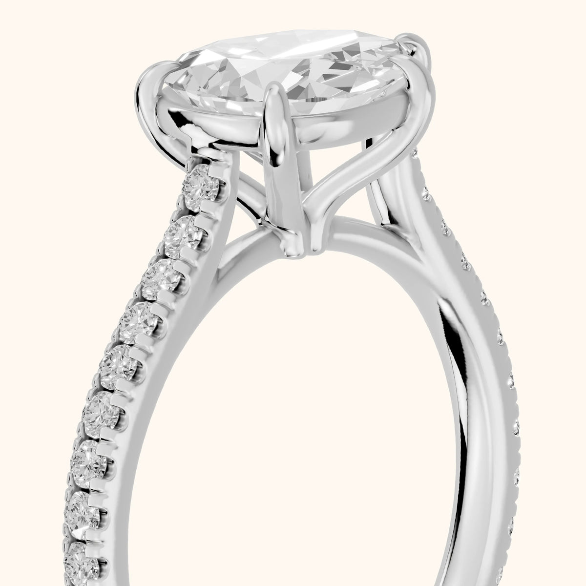 Addie East-West Pavé Pear Diamond Engagement Ring in Silver - slant-view.webp