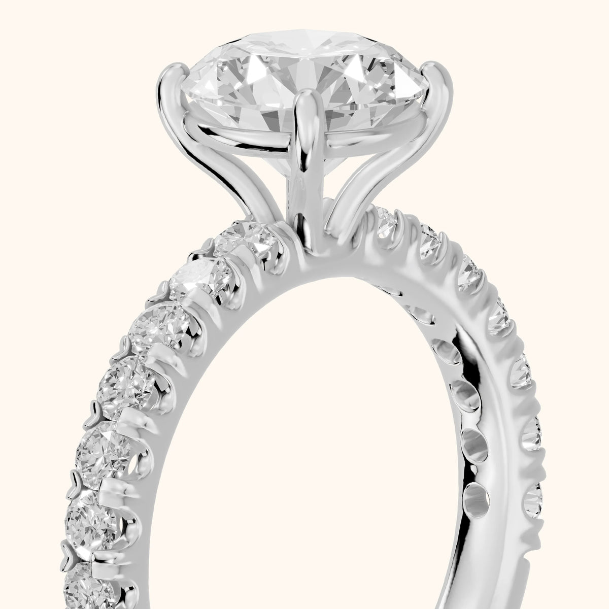 Luisa Pavé Round Diamond Engagement Ring in Silver - slant-view.webp