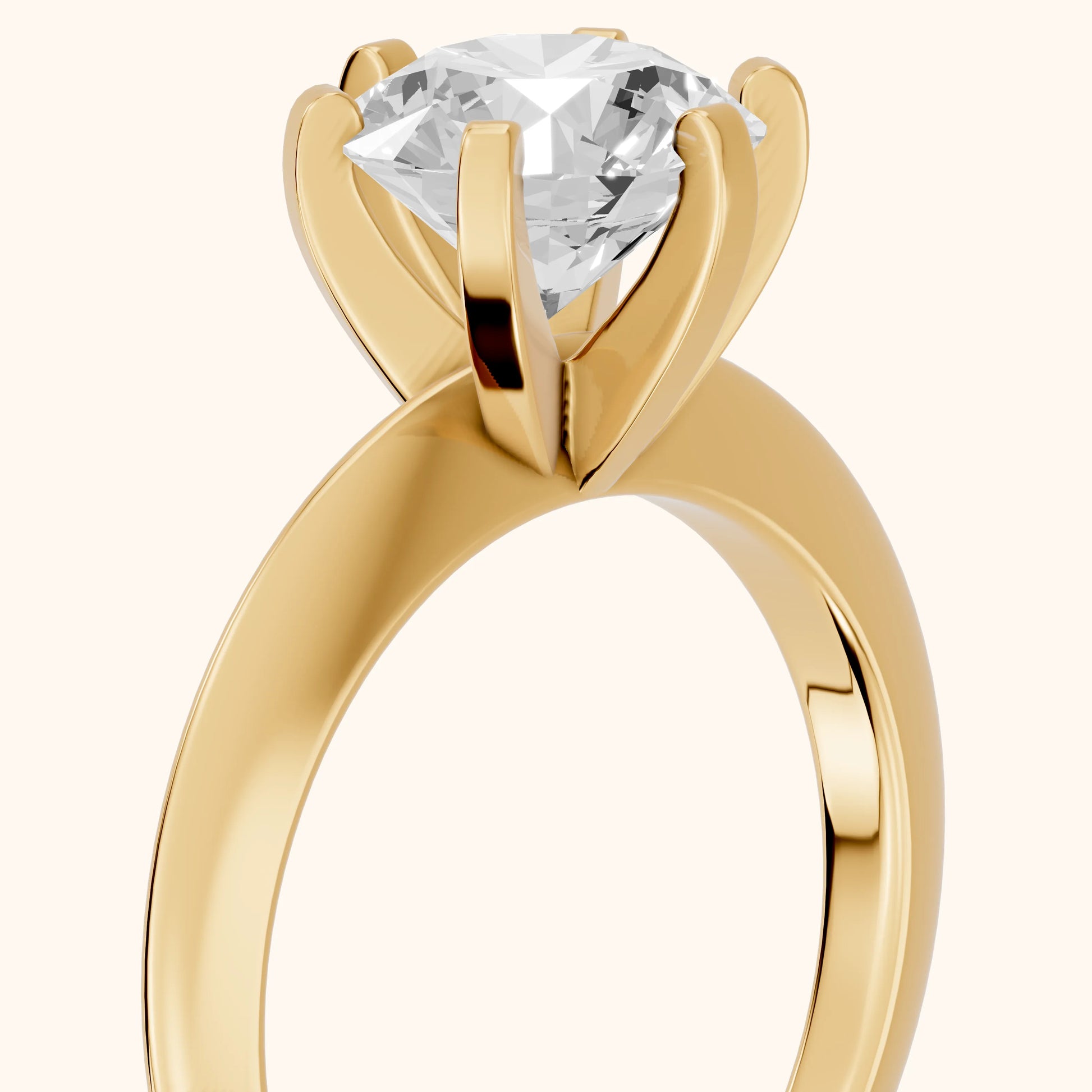 Amira Six-Prong Solitaire Round Diamond Engagement Ring in Yellow Gold - slant-view.webp