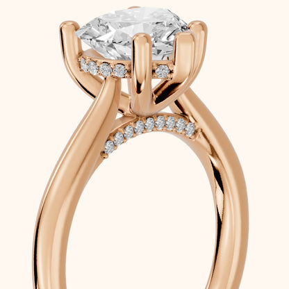 Hyacinth Hidden Halo Cathedral Heart Diamond Engagement Ring in Rose Gold - slant-view.webp