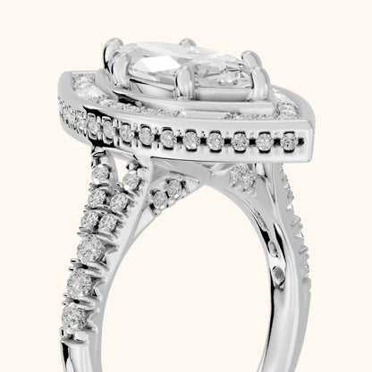 Berea Deco Halo Marquise Diamond Engagement Ring in Silver - slant-view.webp