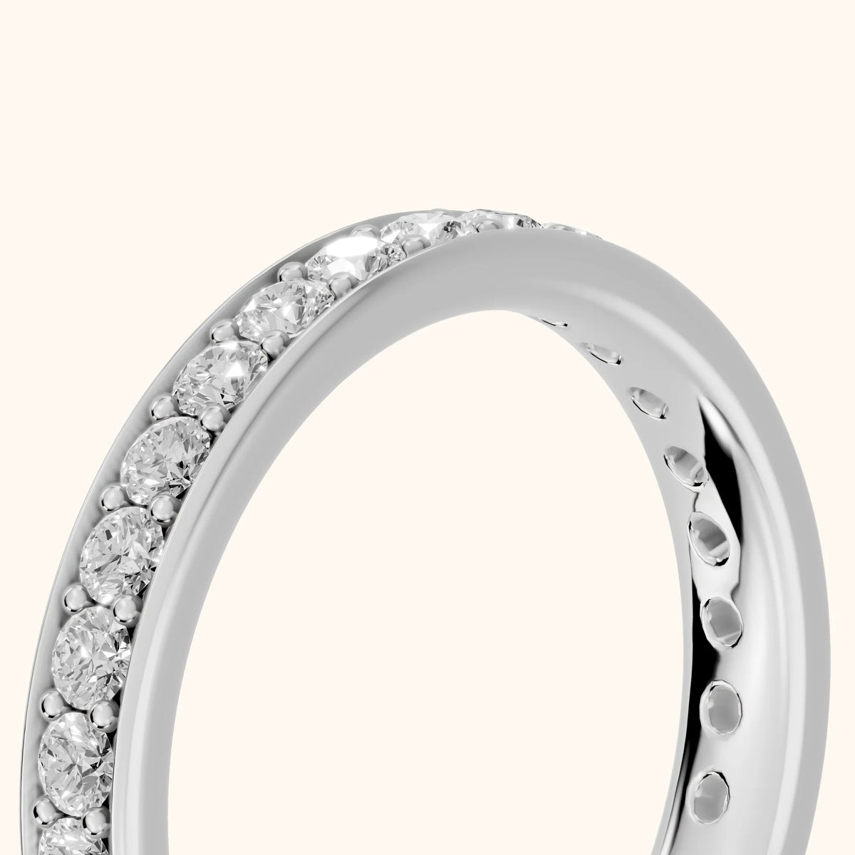 Belen Channel Set Round Diamond Eternity Band in Platinum - slant-view