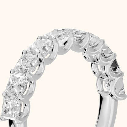 Pia Shared Prong Princess Diamond Half Eternity Band in Platinum - slant-view