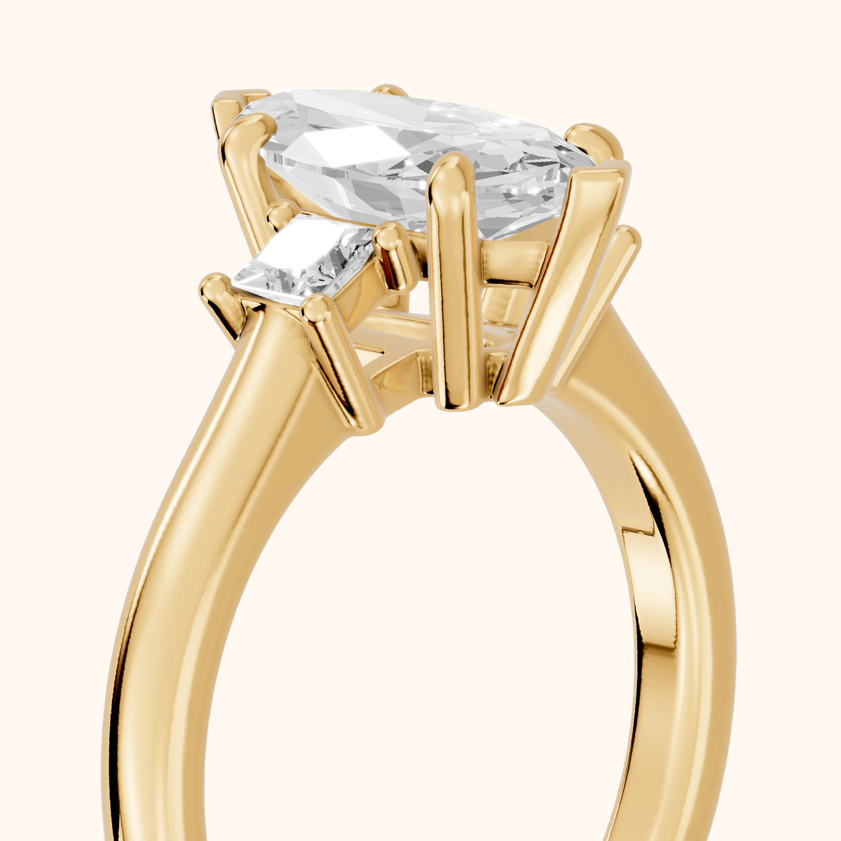 Brenna Three-Stone Marquise Diamond Engagement Ring in Yellow Gold - slant-view.webp