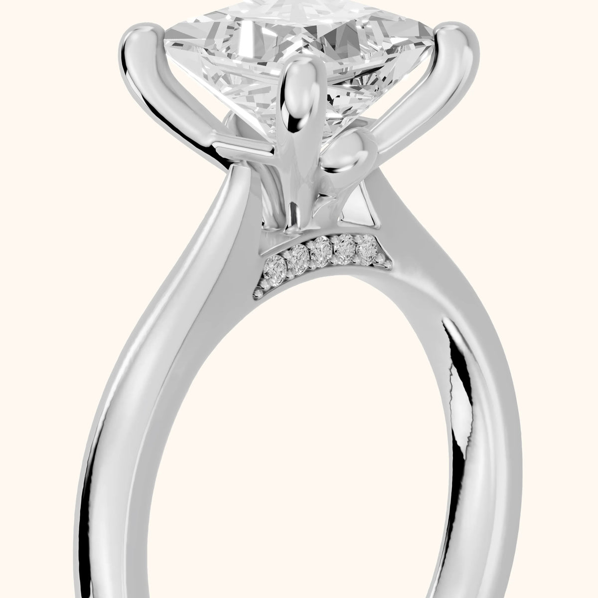 Sofia Cathedral Princess Diamond Engagement Ring in White Gold - slant-view.webp