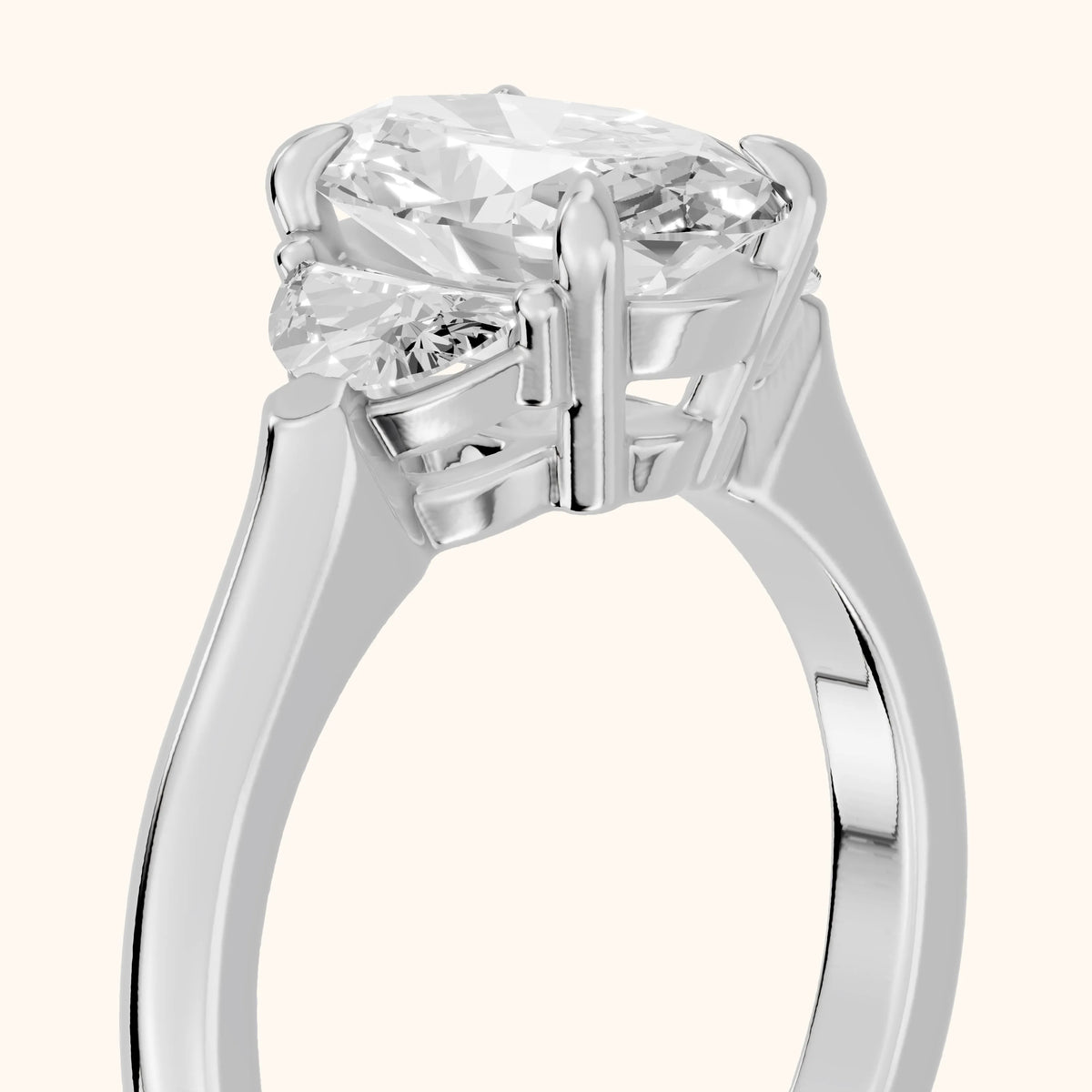 Elia Half-Moon Three-Stone Oval Diamond Engagement Ring in Platinum - slant-view.webp
