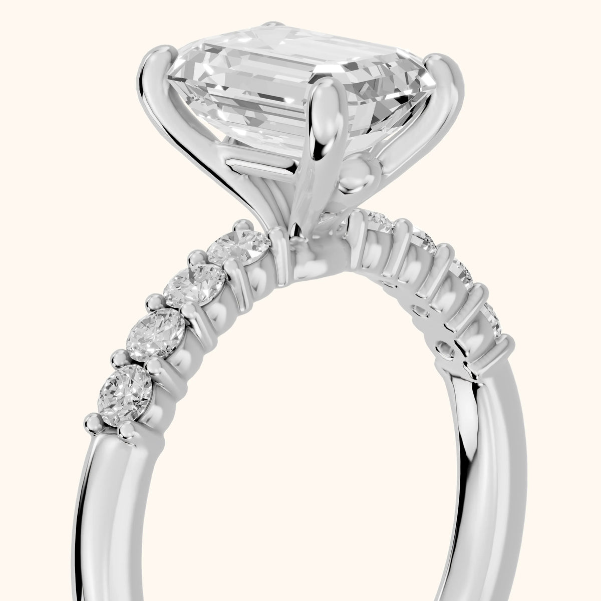 Mayfield Pavé Emerald Diamond Engagement Ring in Silver - slant-view.webp