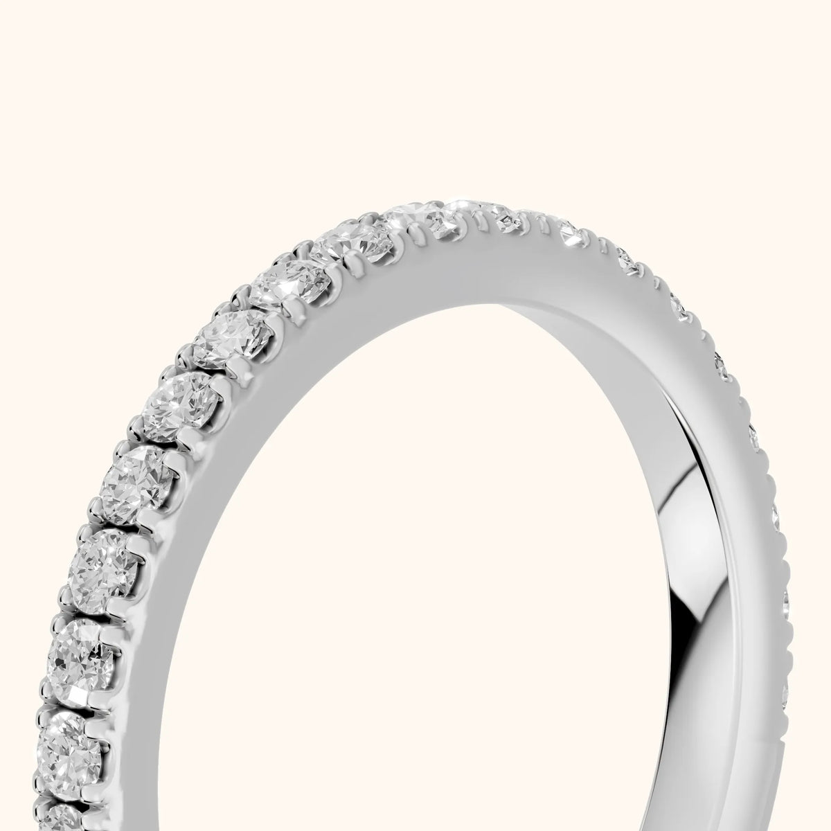 Lisette Pavé Round Diamond Half Eternity Band in Platinum - slant-view