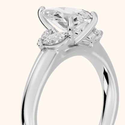Napa Leaf Cluster Pear Diamond Engagement Ring in Platinum - slant-view.webp