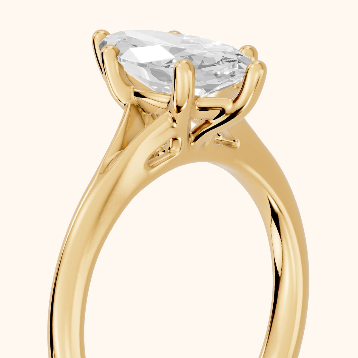 Melanie Solitaire Split Shank Marquise Diamond Engagement Ring in Yellow Gold - slant-view.webp
