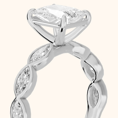 Bonnie Vine Bezel Radiant Diamond Engagement Ring in Silver - slant-view.webp
