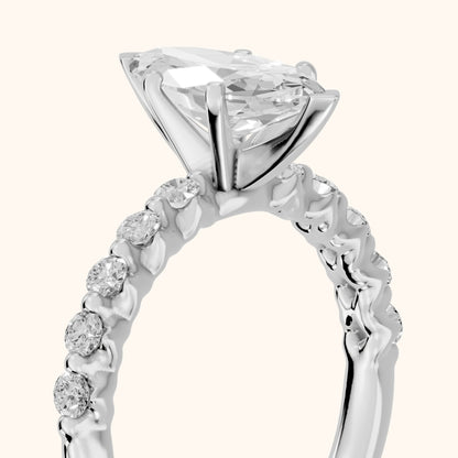 Louella Scalloped Pavé Marquise Diamond Engagement Ring in Platinum - slant-view.webp