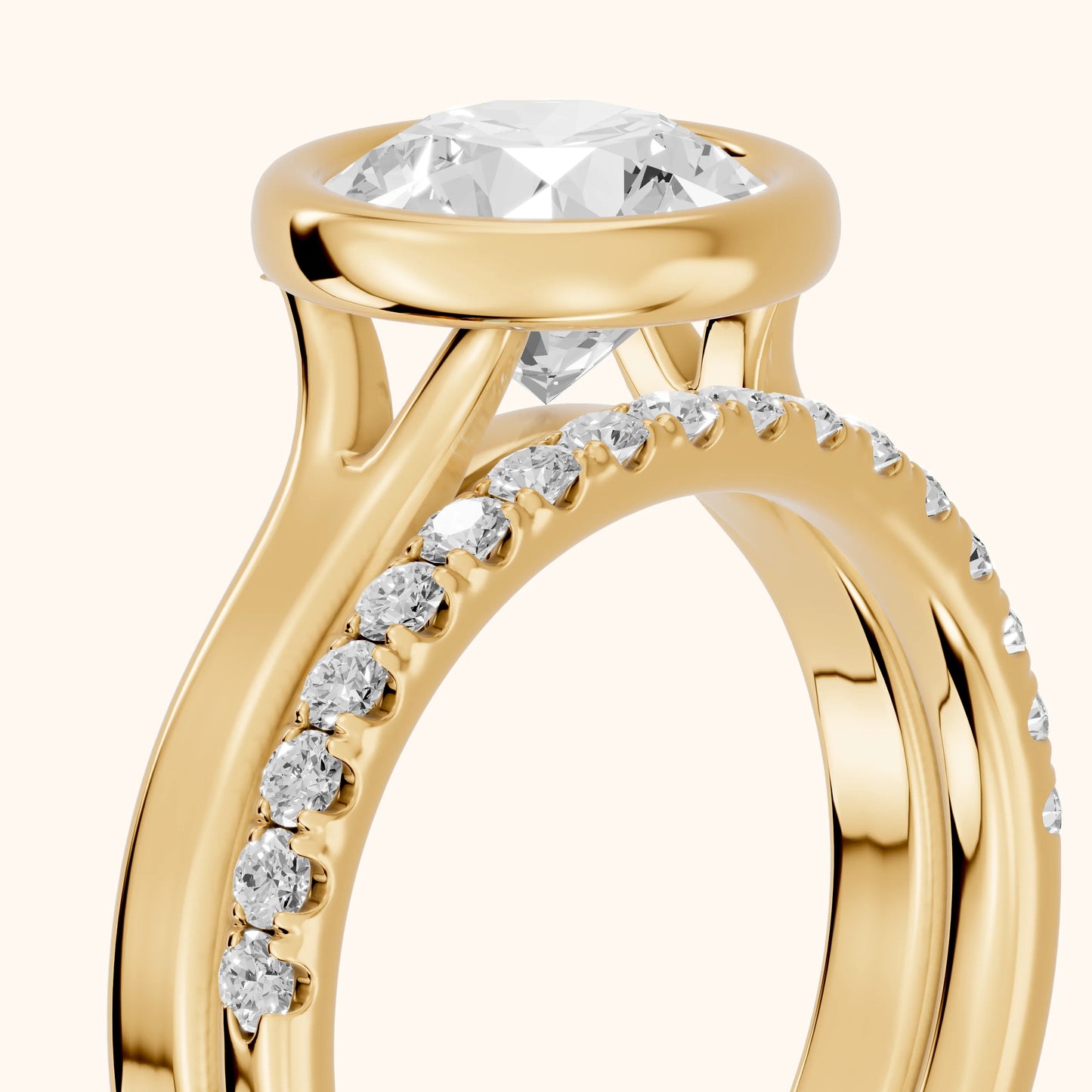 Ayla Bezel Bypass Round Diamond Ring in Yellow Gold - slant-view.webp