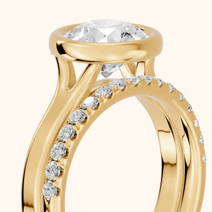 Ayla Bezel Bypass Round Diamond Ring in Yellow Gold - slant-view.webp