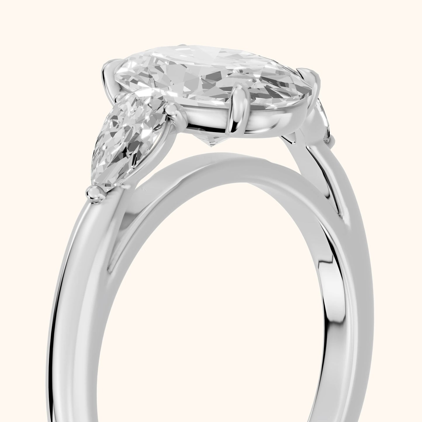 Phoebe Three-Stone Oval Diamond Ring in Silver - slant-view.webp