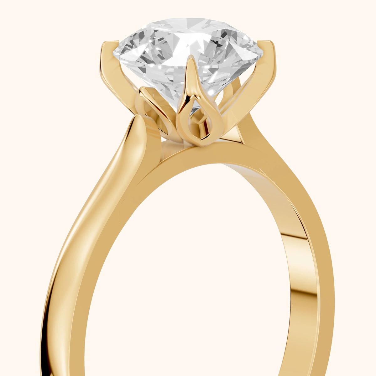 Isabella Bloom Solitaire Round Diamond Engagement Ring in Yellow Gold - slant-view.webp