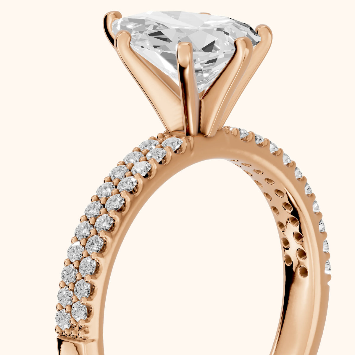 Sirena Micropavé Pear Diamond Engagement Ring in Rose Gold - slant-view.webp