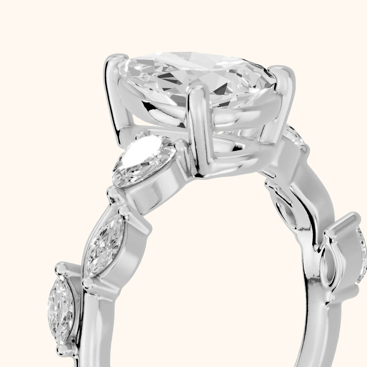 Marnie Vine Garland Pear Diamond Engagement Ring in Silver - slant-view.webp