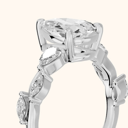 Marnie Vine Garland Pear Diamond Engagement Ring in Silver - slant-view.webp
