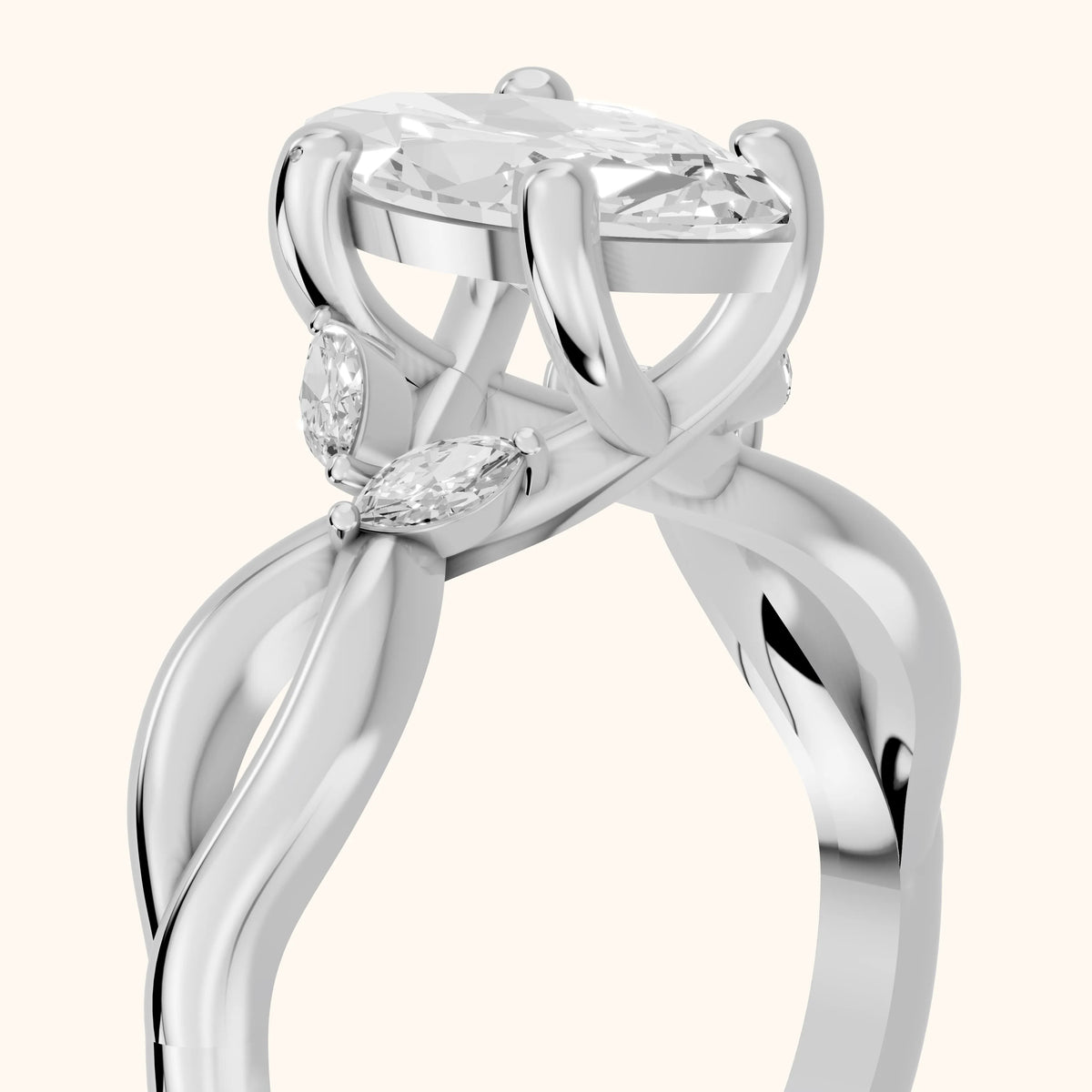 Luna Glow Twisted Marquise Diamond Engagement Ring in Platinum - slant-view.webp