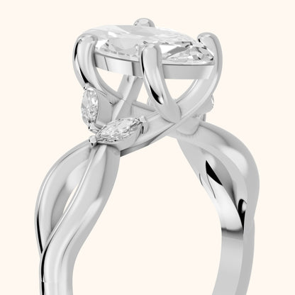 Luna Glow Twisted Marquise Diamond Engagement Ring in Platinum - slant-view.webp