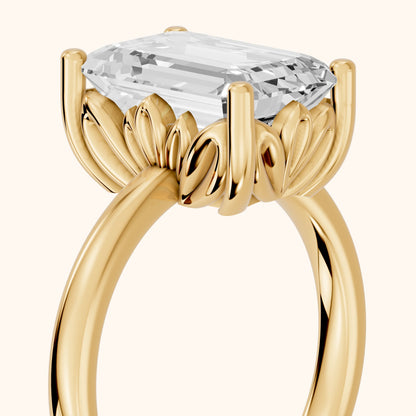 Emerald Cut Lab Grown Diamond Engagement Ring in Yellow Gold