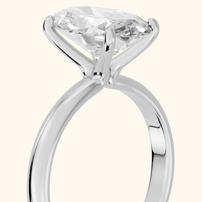 Marietta Tulip Solitaire Oval Diamond Engagement Ring in Silver - slant-view.webp