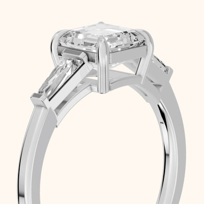 Winnie Three-Stone Asscher Diamond Engagement Ring in Platinum - slant-view.webp
