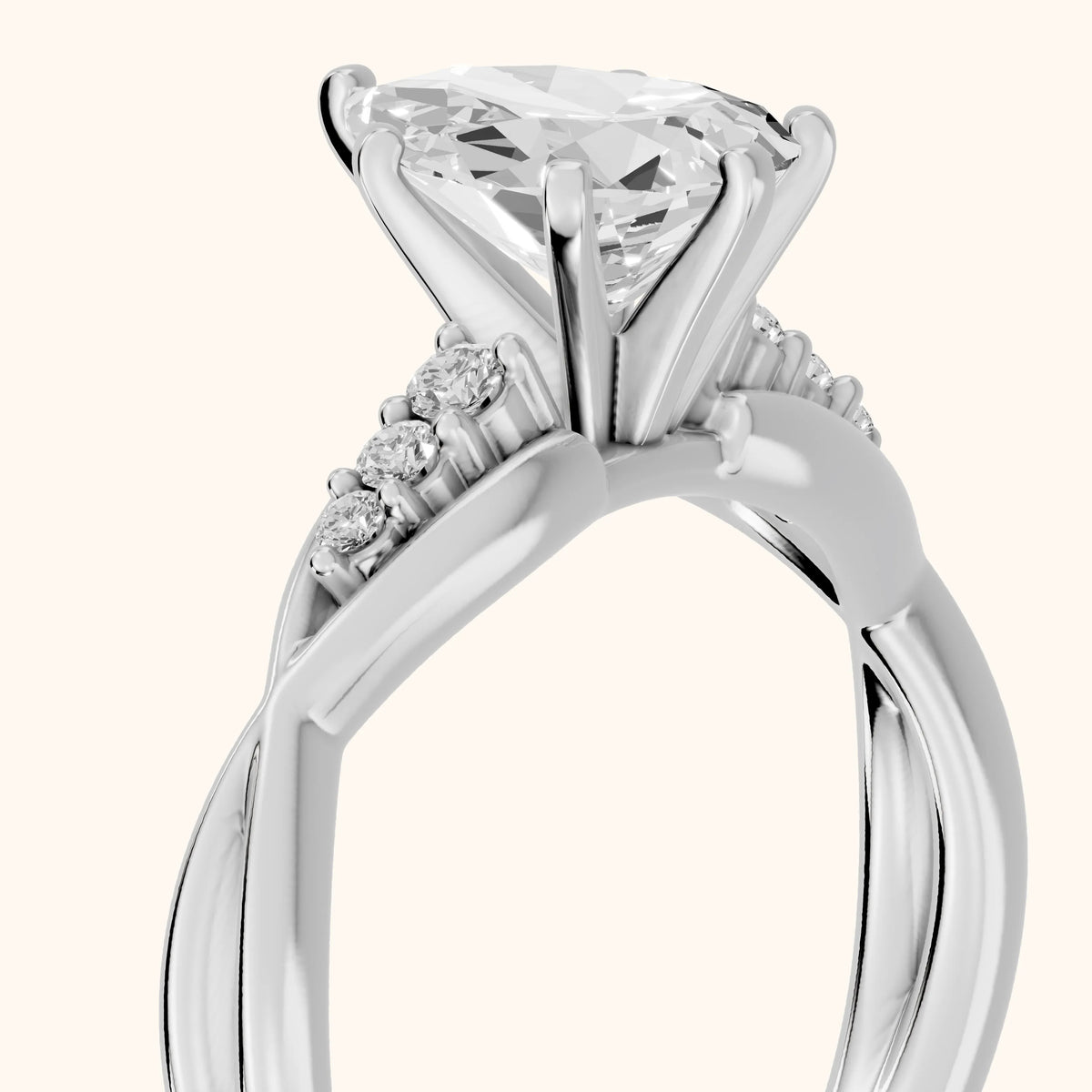 Stefania Twist Pear Diamond Engagement Ring in Platinum - slant-view.webp