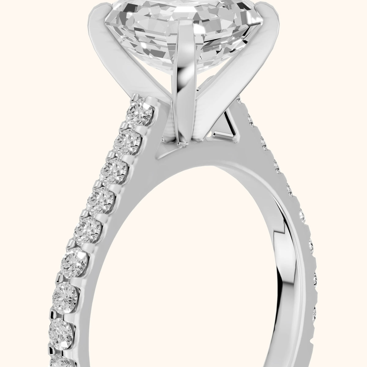 Elsa Cathedral Pavé Asscher Diamond Engagement Ring in Silver - slant-view.webp