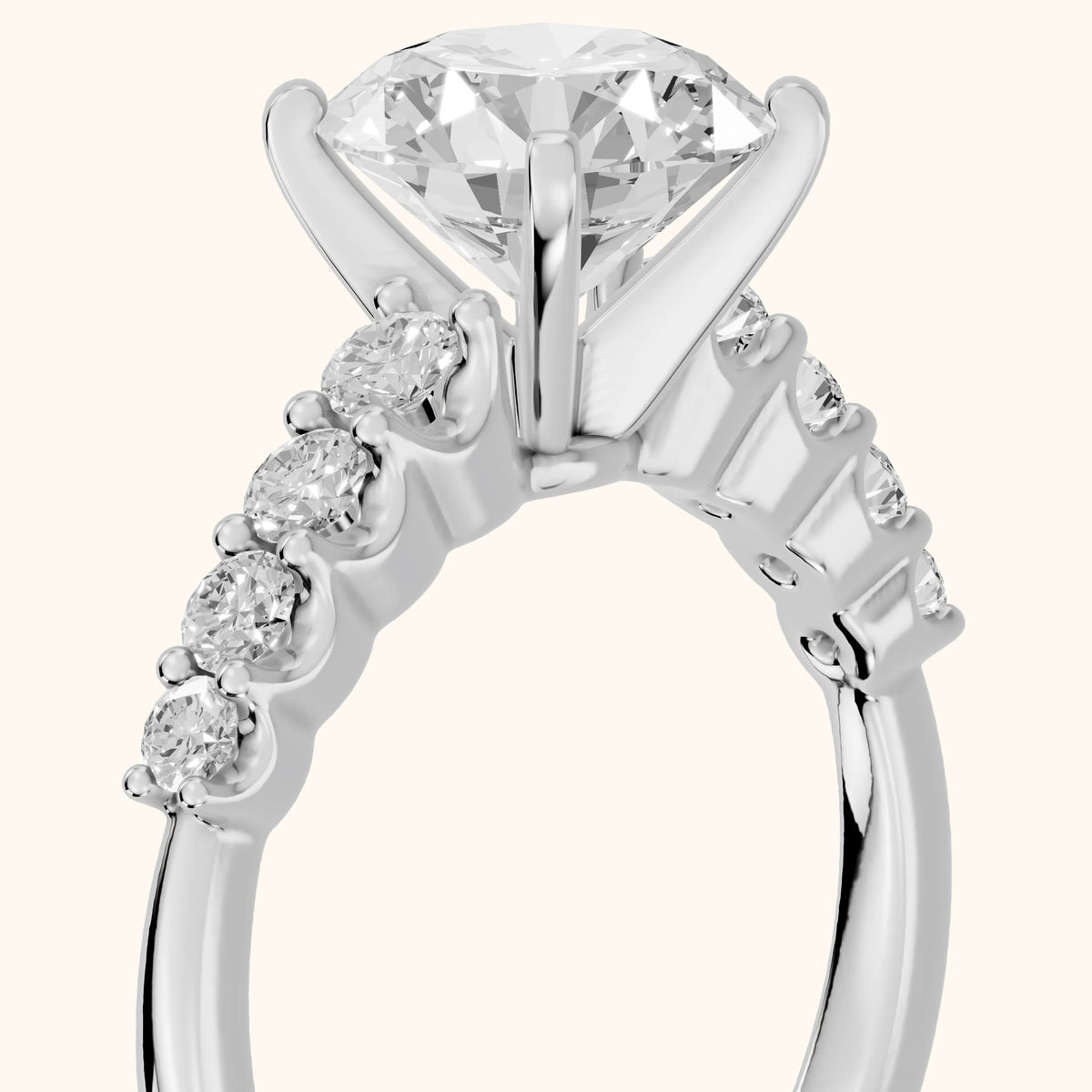 Augusta Graduated Pavé Round Diamond Engagement Ring in Silver - slant-view.webp