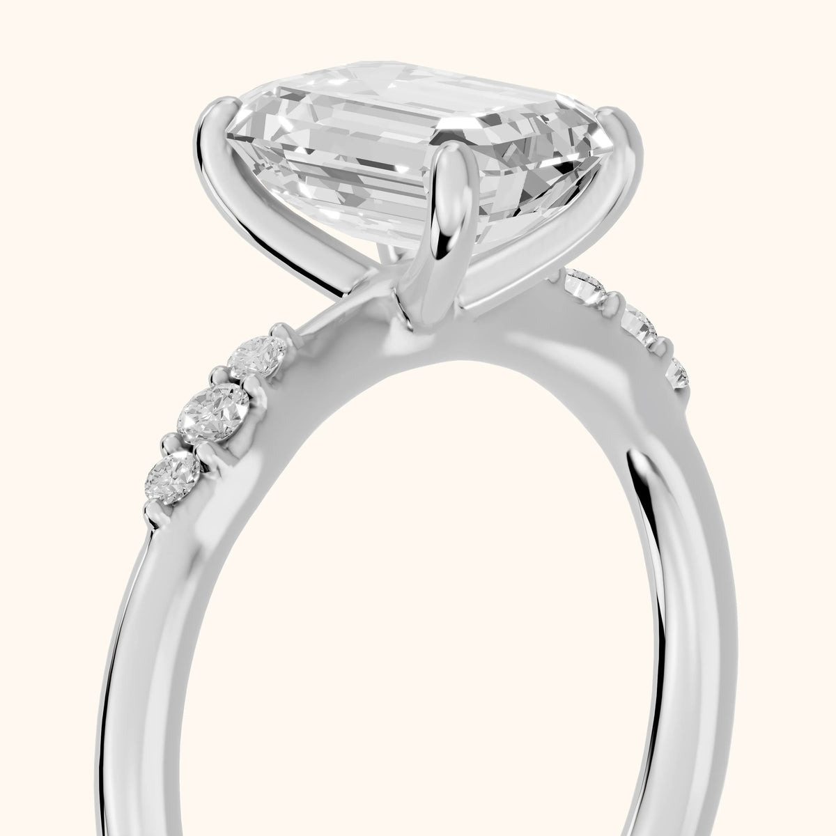 Sheila Pavé Emerald Diamond Engagement Ring in Platinum - slant-view.webp