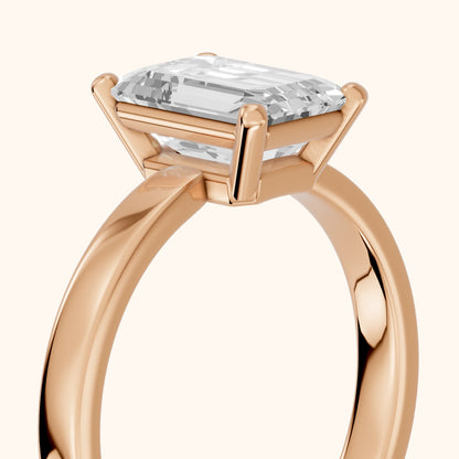 Delia Solitaire Emerald Diamond Engagement Ring in Rose Gold - slant-view.webp