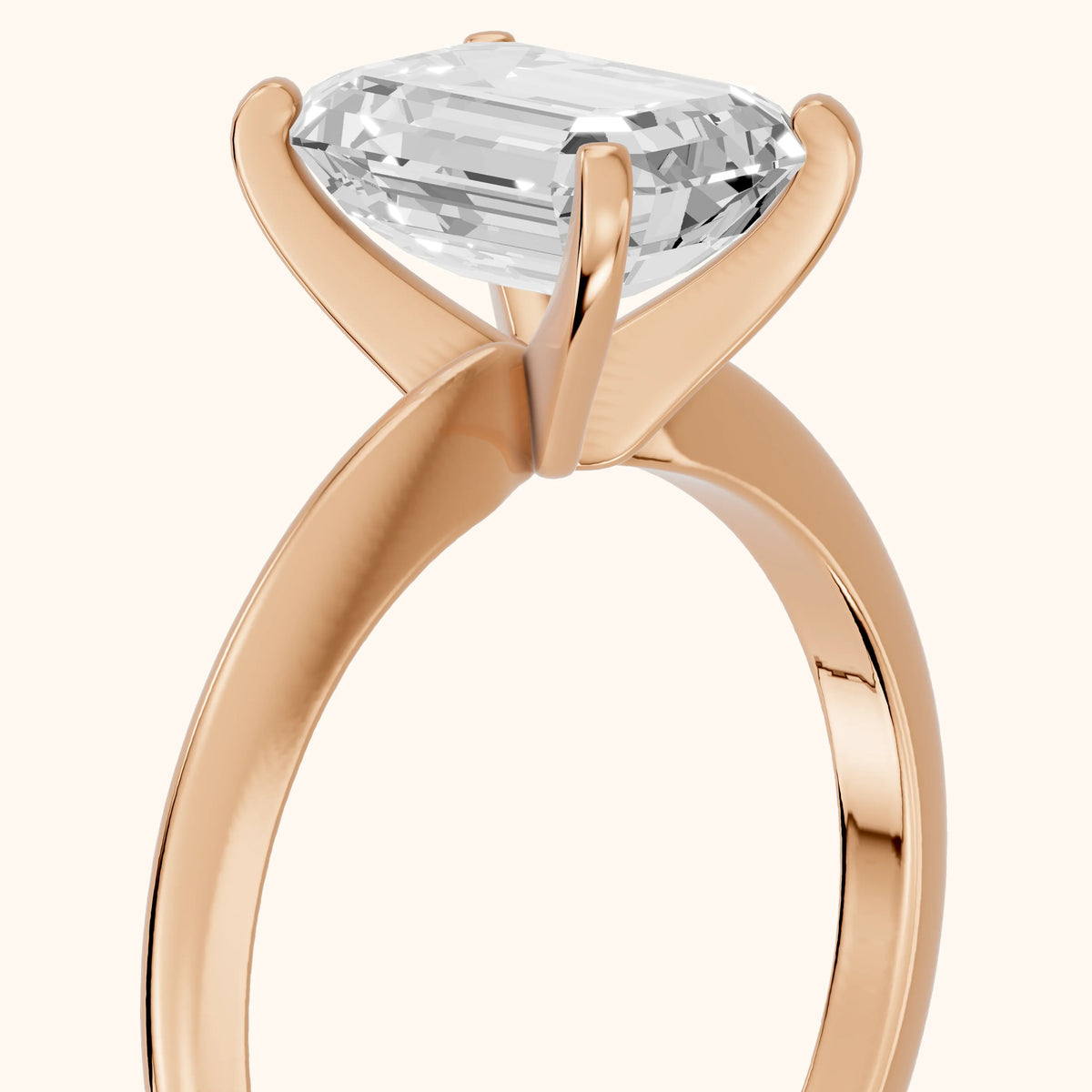 Giulia Solitaire Emerald Diamond Engagement Ring in Rose Gold - slant-view.webp