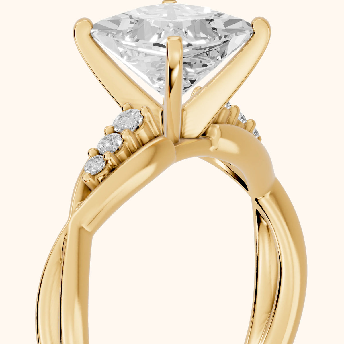 Stefania Twist Princess Diamond Engagement Ring in Yellow Gold - slant-view.webp