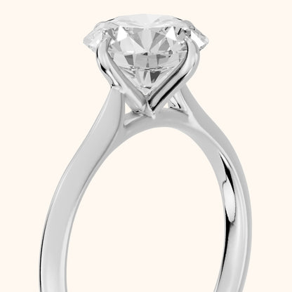 Ginette Solitaire Knife Edge Round Diamond Engagement Ring in Silver - slant-view.webp