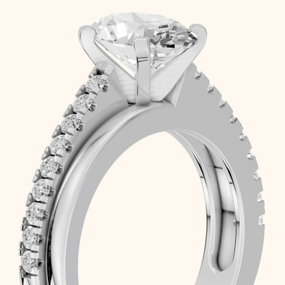 Edith Criss Cross Pavé Oval Diamond Engagement Ring in White Gold - slant-view.webp