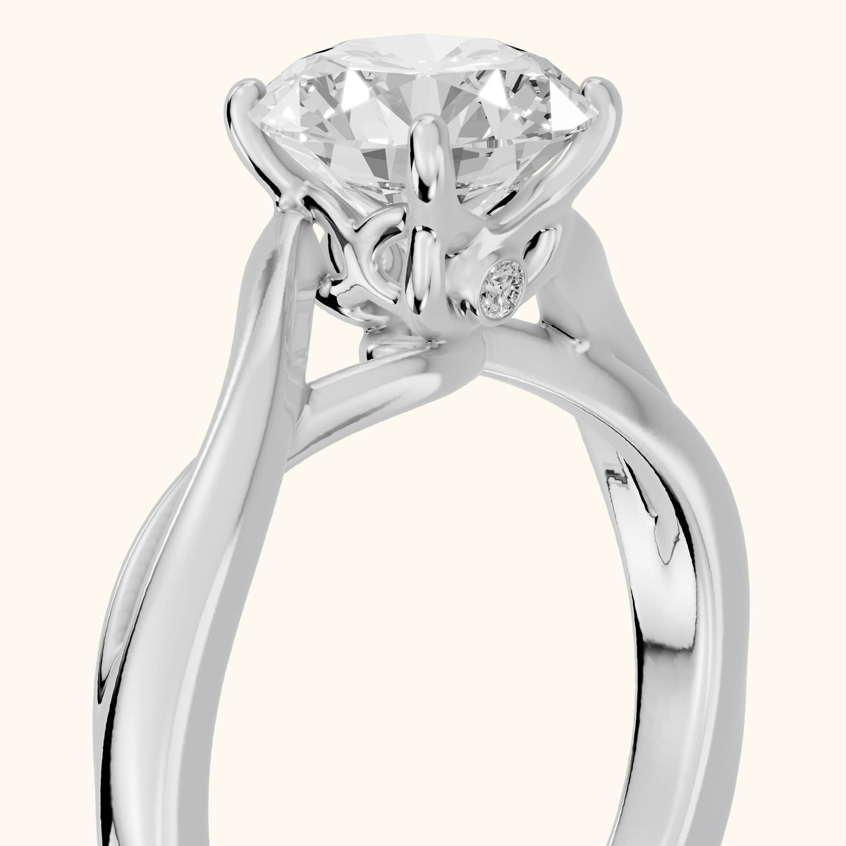 Britta Twist Round Diamond Engagement Ring in Silver - slant-view.webp