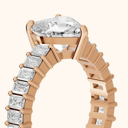 Mallory Shared Prong Heart Diamond Engagement Ring in Rose Gold - slant-view.webp