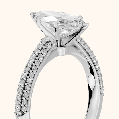 Kaitlin Micropavé Dome Marquise Diamond Engagement Ring in Silver - slant-view.webp