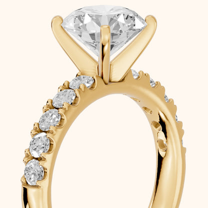 Alix Statement Pavé Round Diamond Engagement Ring in Yellow Gold - slant-view.webp