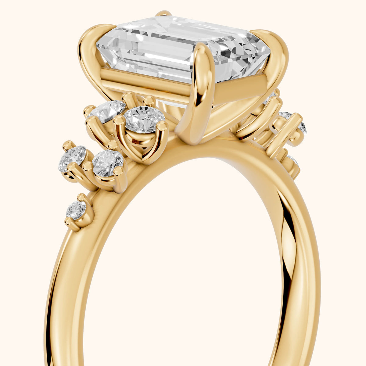 Mirabelle Cluster Emerald Diamond Engagement Ring in Yellow Gold - slant-view.webp