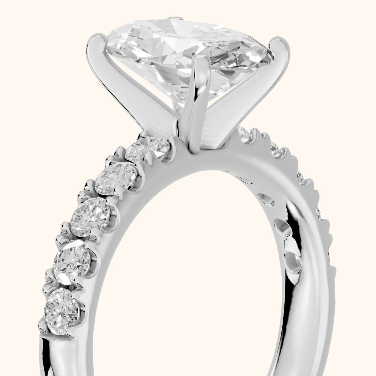 Alix Statement Pavé Oval Diamond Engagement Ring in Silver - slant-view.webp