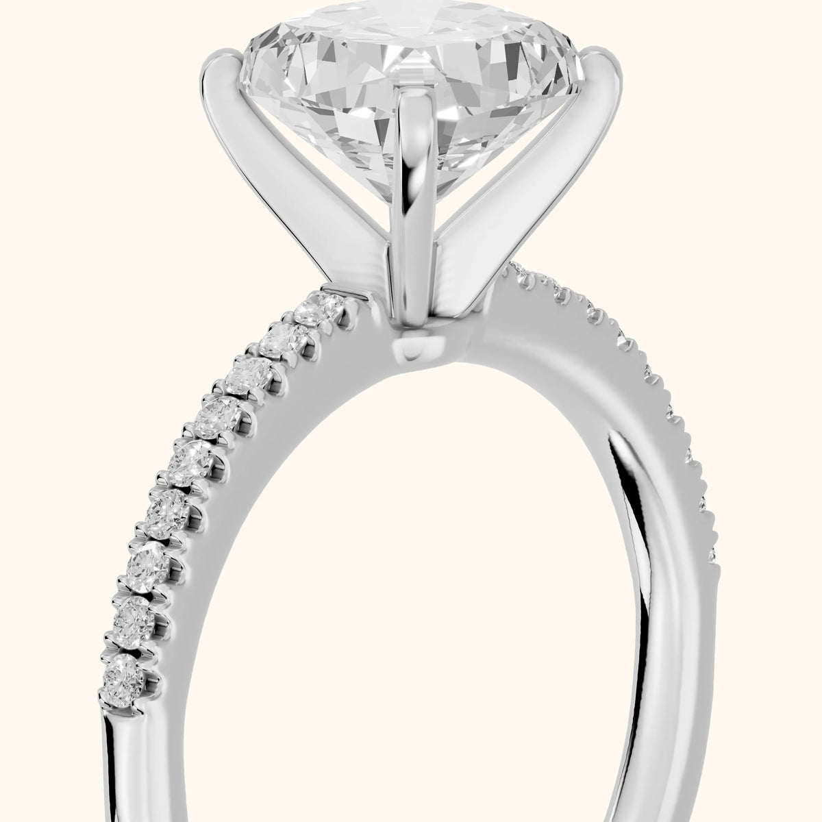 Venetia Pavé Cushion Diamond Engagement Ring in Platinum - slant-view.webp