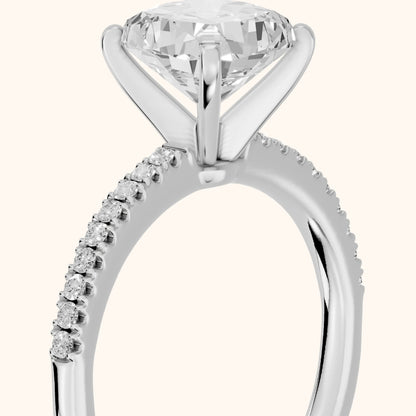 Venetia Pavé Cushion Diamond Engagement Ring in Platinum - slant-view.webp