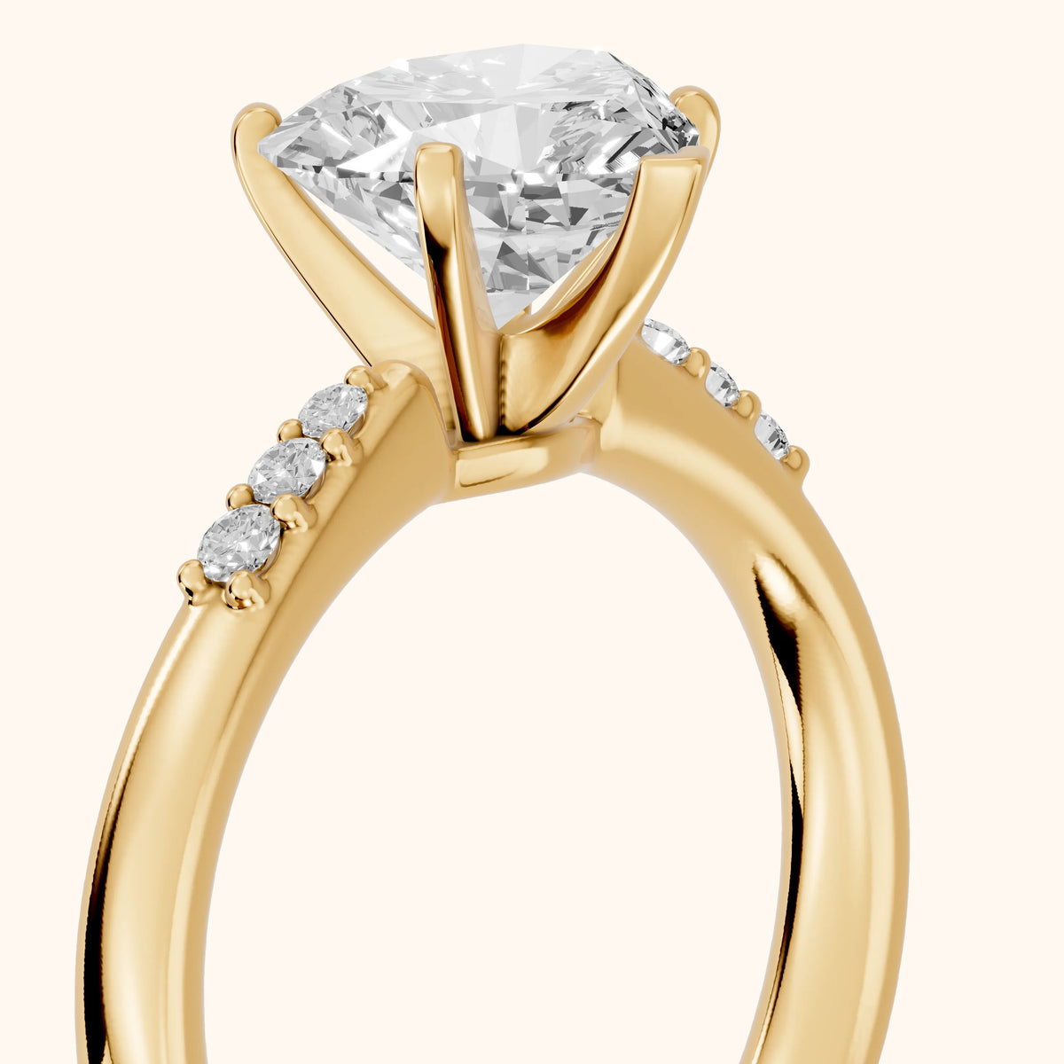 Eugenie Flush-Set Heart Diamond Engagement Ring in Yellow Gold - slant-view.webp