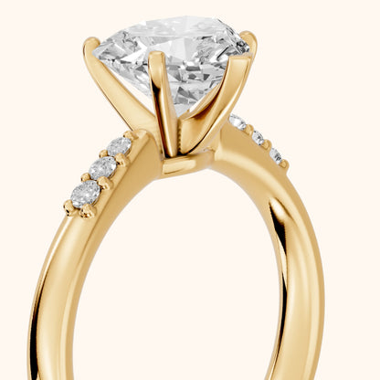 Eugenie Flush-Set Heart Diamond Engagement Ring in Yellow Gold - slant-view.webp