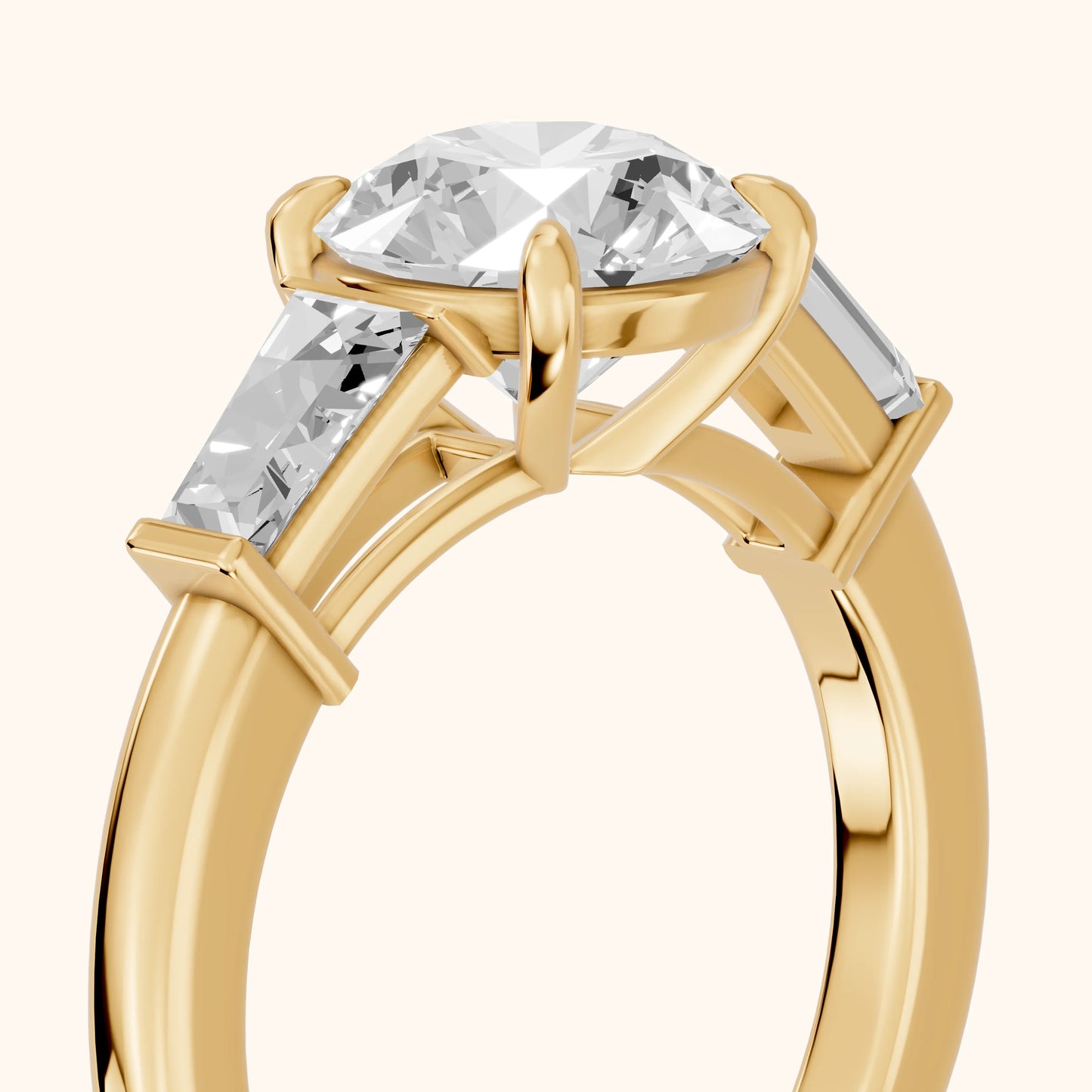 Zelda Tapered Baguette Round Diamond Engagement Ring in Yellow Gold - slant-view.webp