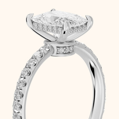 Thea Hidden Halo Pavé Radiant Diamond Engagement Ring in White Gold - slant-view.webp