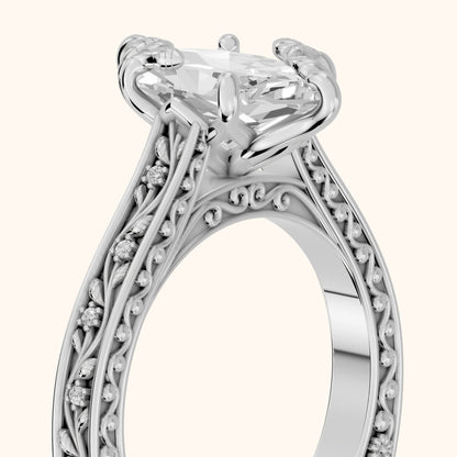 Laguna Vintage Vine Dutch Marquise Diamond Engagement Ring in White Gold - slant-view.webp